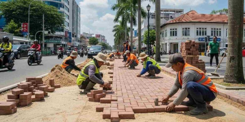 Pemasangan Paving Block di Area Kemiringan